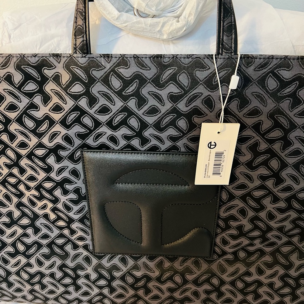 TELFAR Large Jacquard Shopper-Black Monogram - Picture 2 of 4